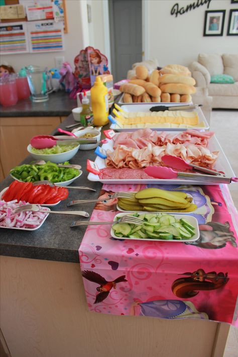 Sofia the First Birthday Party DIY Subs for lunch Subs For Birthday Party, Sofia The First Birthday Party Food, First Birthday Lunch Ideas, Bigfoot Birthday, Sofia The First Party, Sofia The First Birthday Party, Birthday Party Diy, Sofia Party, Birthday Lunch