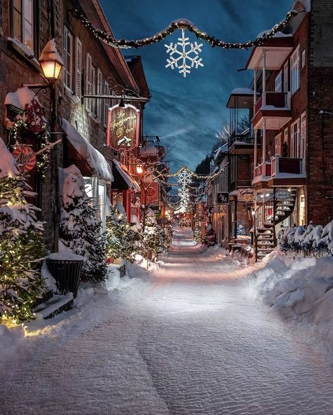 This neighborhood in Canada looks like something straight out of a holiday movie. Find out more about this winter wonderland at our link in… Snowy Street, Winter Szenen, Crossword Puzzles, Christmas Town, Winter Scenery, Snow Scenes, Quebec City, Christmas Scenes, Quebec Canada