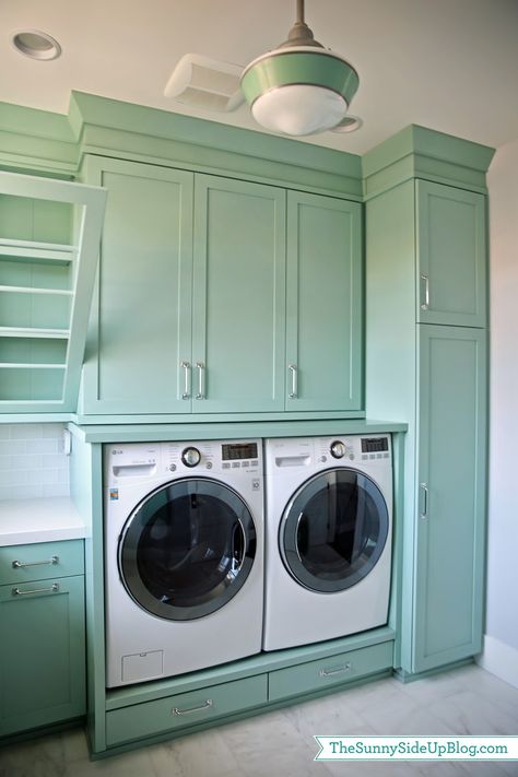 Wythe Blue, Laundry Room Storage Shelves, Laundry Room/mud Room, Small Laundry Room Organization, Room Storage Diy, Hale Navy, Laundry Room Layouts, House Of Turquoise, Laundry Room Cabinets