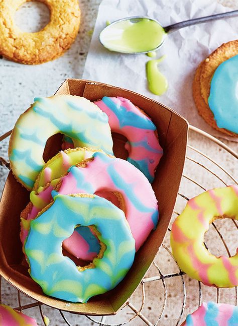 Have fun decorating these tropically sweet Coconut Party Rings. Great for birthdays or just as a Tuesday treat! Coconut Party, British Biscuit Recipes, Best Bakes, Gluten Free Macaroons, Easter Bakes, Best Biscuit Recipe, Colourful Party, Unicorn Food, British Biscuits