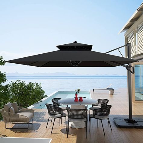 Nalupatio Patio umbrella 10FT Outdoor Square Umbrella Large Cantilever Umbrella 360°Rotation Hanging Double Top Offset for Garden Deck Pool Patio Large Patio Umbrellas, Deck Pool, Modern Outdoor Patio, Cantilever Patio Umbrella, Offset Patio Umbrella, Garden Deck, Cantilever Umbrella, Deck Garden, Pool Decks