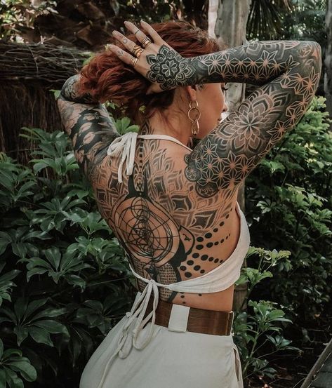 All Posts • Instagram Rachel Aust, Geometric Dotwork, Back Piece Tattoo, Tattoo Henna, Indian Tattoo, Full Body Tattoo, Back Piece, Badass Tattoos, Dot Work Tattoo