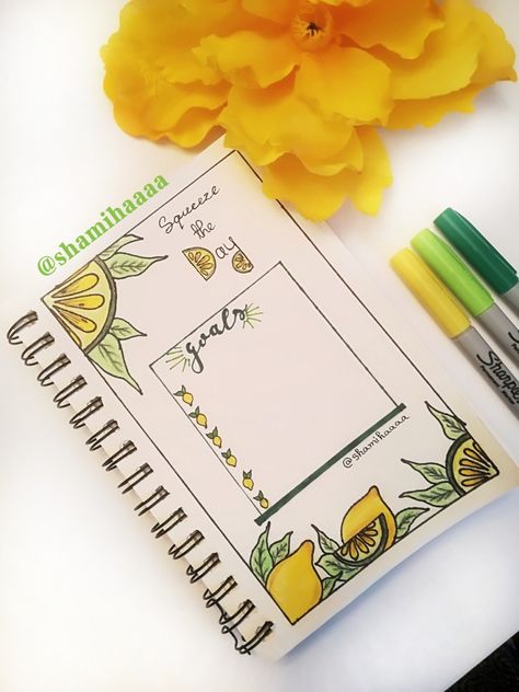 Lemon theme summer goals layout| Goals Layout, Lemon Theme, Notebook Cover Design, Art Magic, Sleep Tracker, Summer Goals, Journal Inspo, Bullet Journal Layout, Journal Layout