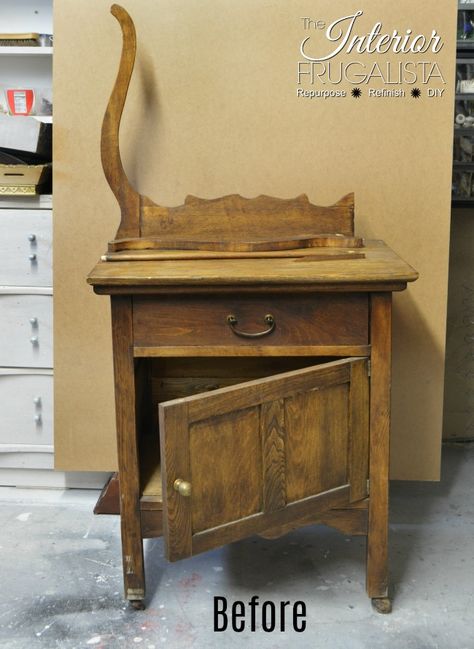 Wash Table Antique, Vintage Dry Sink Makeover, Refinished Antique Wash Stand, Antique Dry Sink Makeover, Antique Wash Stand Repurposed, Wash Stand Repurposed, Washstand Ideas, Dry Sink Makeover, Wash Stand Makeover