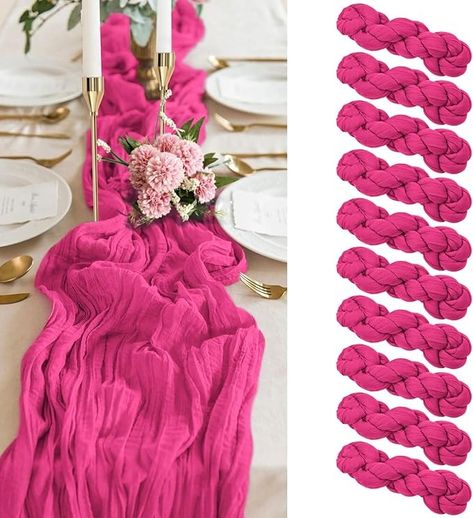 Amazon.com: 10 Pack Hot Pink Cheesecloth Table Runner, Gauze Table Runner 10FT Long Semi-Sheer Table Runner Cheesecloth Fabric Boho Table Runner for Wedding Table Decor, Boho Rustic Party Bridal Shower Decor : Home & Kitchen Pink Cheesecloth Table Runner, Wedding Table Decor Boho, Pink Party Tables, Table Decor Boho, Table Runner For Wedding, Gauze Table Runner, Fabric Runner, Cheesecloth Table Runner, Boho Table Runner