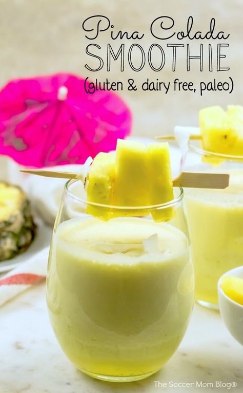 Loaded with healthy fats, protein, vitamins, and minerals — this Paleo Pina Colada Smoothie is a creamy and delicious way to start the day and provides lasting energy. Protein Shakes For Kids, Beets Smoothie Recipes, Frozen Pina Colada, Pina Colada Smoothie, Pina Colada Recipe, Beet Smoothie, Fudge Ingredients, Pumpkin Smoothie, Homemade Graham Crackers