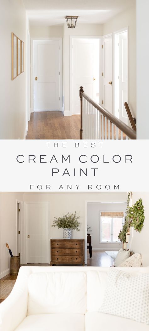 Cream color paint is a warm neutral wall color that fits just about every home and every room. The best cream paint colors for walls – these warm white paint colors are all around easy to use. Cream Basement Walls, Cream And White Walls, Farmhouse Cream Paint Colors, Bm White Down, Soft White Wall Paint, Ancient Ivory Benjamin Moore, White Trim Cream Walls, Creamy White Walls With White Trim, Best Neutral White Paint For Walls