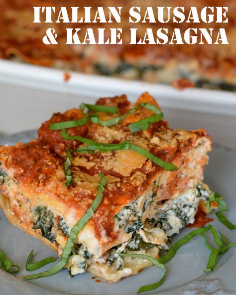 Italian Sausage and Kale Lasagna | Flying on Jess Fuel Kale Lasagna, Sausage And Kale, Sausage Marinara, Oven Ready Lasagna, Sausage Lasagna, Sausage Spaghetti, Sweet Italian Sausage, Trending Recipes, Lasagna Recipe