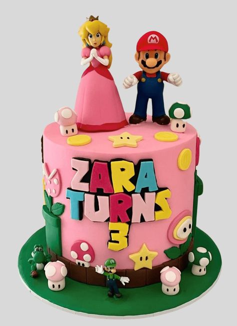 Princess Peach Birthday Cake Ideas Images (Pictures) Princess Peach Birthday Cake Ideas, Princess Peach Cake Birthdays, Peach Cake Design, Peach Birthday Cake, Princess Peach Cake, Princess Peach Birthday Party, Princess Peach Birthday, Princess Peach Party, Mario Bros Cake