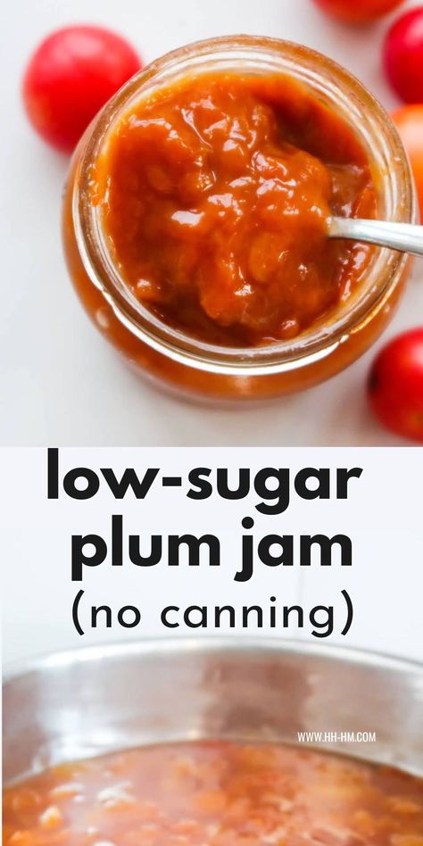 Low Sugar Plum Jam Recipe, Plum Freezer Jam, Canning Easy, Sugar Plum Jam, Sugar Plum Recipes, Plum Jam Recipe, Pectin Recipes, Plum Jam Recipes, Low Sugar Jam