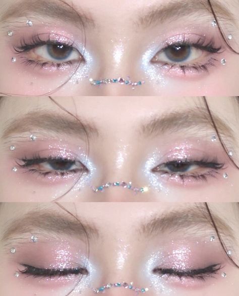 Cute Fairy Makeup, Easy Make Up Looks, Light Pink Makeup Looks, Pink And White Makeup, Cute Pink Makeup, Angelic Makeup, Pink Eye Makeup Looks, Concert Makeup, Princess Makeup