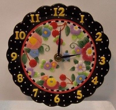 Mary Engelbreit Collectible Wall Clock (07/06/2009) Dot Flowers, Diy Ceramics, Tea Cup Art, Mary Englebreit, Future Days, Quirky Decor, Diy Ceramic, Mary Engelbreit, Cup Art