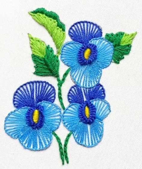 Stripped Button Hole Stitch Image, Button Hole Embroidery Designs, Button Hole Stitch Embroidery Designs, Stitching Flowers, Embroidery Brooches, Flowers Hand Embroidery, Hoop Crafts, Button Hole Stitch, Knot Stitch