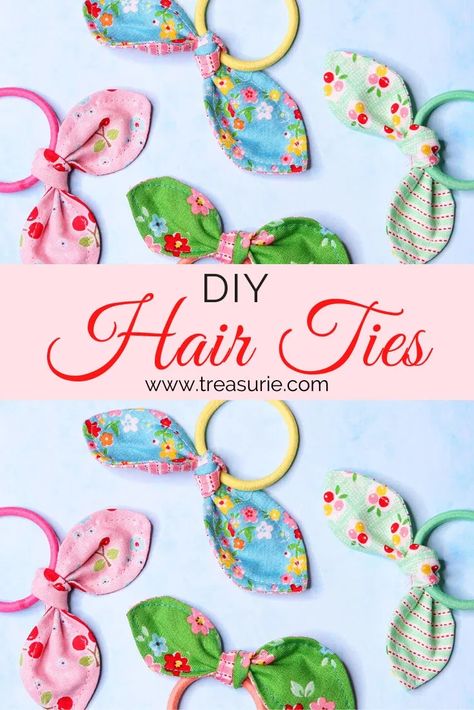 Elastic Hair Ties Diy, Diy Hair Ties, Soft Girl Aesthetic Outfit, Hair Ties Diy, Girls Hair Bows Diy, Hair Bow Tutorial, Tie Crafts, Sewing To Sell, Sewing Kids Clothes