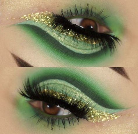 Saint Patrick's Day Makeup Ideas, St Patricks Day Makeup Ideas, St Patricks Day Makeup, Maquillage Harry Potter, Makeup Verde, Make Up Yeux, Saint Patricks Day Makeup, Dragon Makeup, Drag Make-up