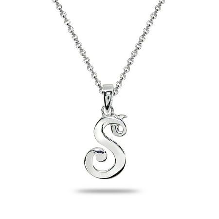 Wear this stylish pendant necklace to enhance your daytime and evening attire. This classic initial features a polished script alphabet letter, perfect as a dainty necklace for all. This letter pendant necklace dangles from an 18-inch rolo chain and secures with a spring ring clasp. They are crafted of fine sterling. This trendy necklace in fine jewelry is a great addition to your sterling silver jewelry and personalized jewelry collections. It can be purchased as gifts for women, teens and girl Jewelry Letter, Script Alphabet, Alphabet Jewelry, Tiny Necklace, S Letter, Trendy Necklace, Letter Pendant Necklace, Trendy Necklaces, Silver 925 Necklace