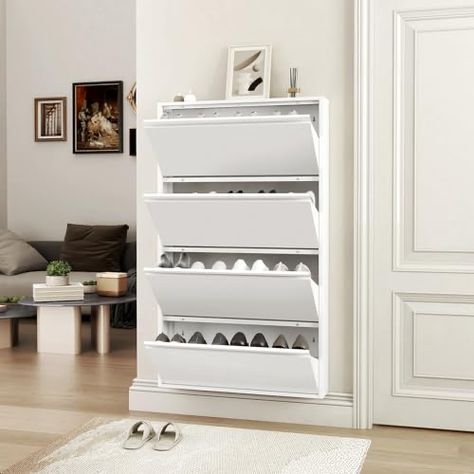 Shoe Cabinet Entryway The Home Depot, Wall Shoe Organizer, Cute Shoe Organization, How To Store Shoes In Garage, Shoe Closet Organization Entry Ways, Closet Floor Shoe Storage, Entry Closet Shoe Organization, Shoe Storage Small Entryway, Narrow Shoe Storage Entryway