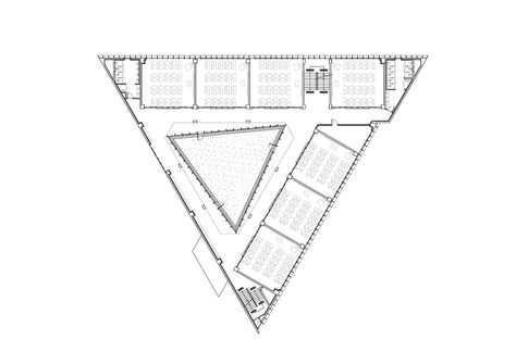 Gallery - DH Triangle School / NAMELESS Architecture - 28 Library Floor Plan, Triangular Architecture, Triangle Building, School Floor Plan, K12 School, School Floor, Plan Elevation, Educational Architecture, Hotel Plan