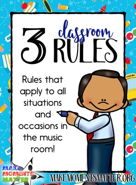 I only use three classroom rules that I try and apply to any and all situations! Read this blog post to learn about how I introduce the rules to students, give explanations of each, and utilize them in daily instruction. Classroom Rules For Elementary, Music Classroom Rules, Music Class Rules, Music Classroom Management, Orff Schulwerk, Elementary Music Room, Music Education Activities, Music Education Games, Teaching Classroom Management