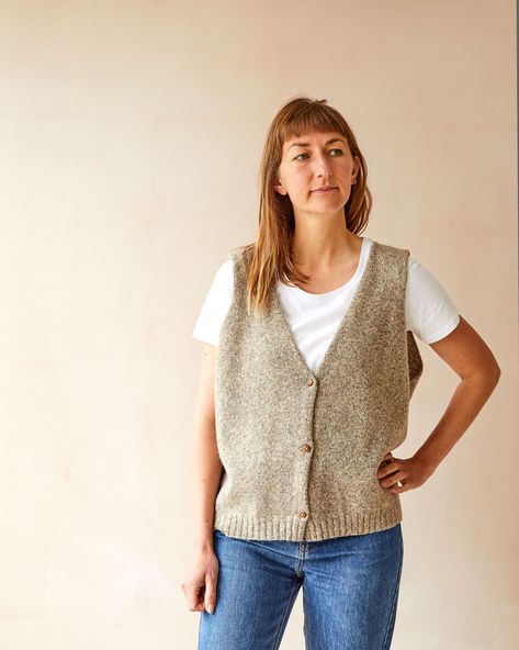 Handmade British Knitwear - Mushroom Marl Vest Knitted Vests, Womens Wool Socks, Sustainable Knitwear, Gloves Knitted, Knitted Scarves, Triangle Shawls, Wool Socks, 2023 Collection, Cotton Socks