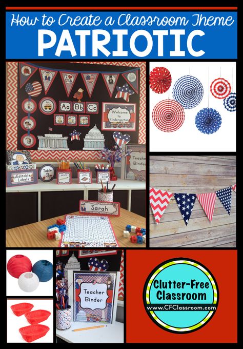 Classroom Olympics, Patriotic Classroom Theme, Classical Classroom, American Classroom, Blue Classroom, Patriotic Classroom, History Classroom Decorations, American History Classroom, Geography Classroom