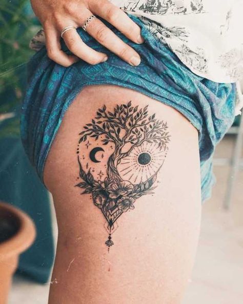 Tree Of Live Tattoo, Female Tree Of Life Tattoo, Tree Of Life Henna, Tree Of Life Tattoos, Yggdrasil Tattoo, Poem Ideas, Tattoo Celtic, Hamsa Hand Tattoo, Tattoo Quote