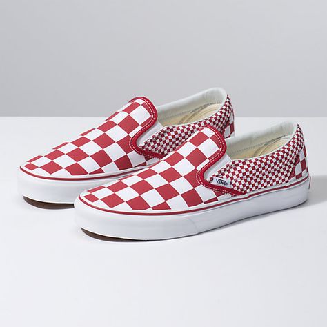 Vans Shoes Outfit, Hoka Women, Red Checkered Vans, Latest Ladies Shoes, Cute Vans, Checkered Vans, Red Checkered, Hi Top, Leather Shoes Woman