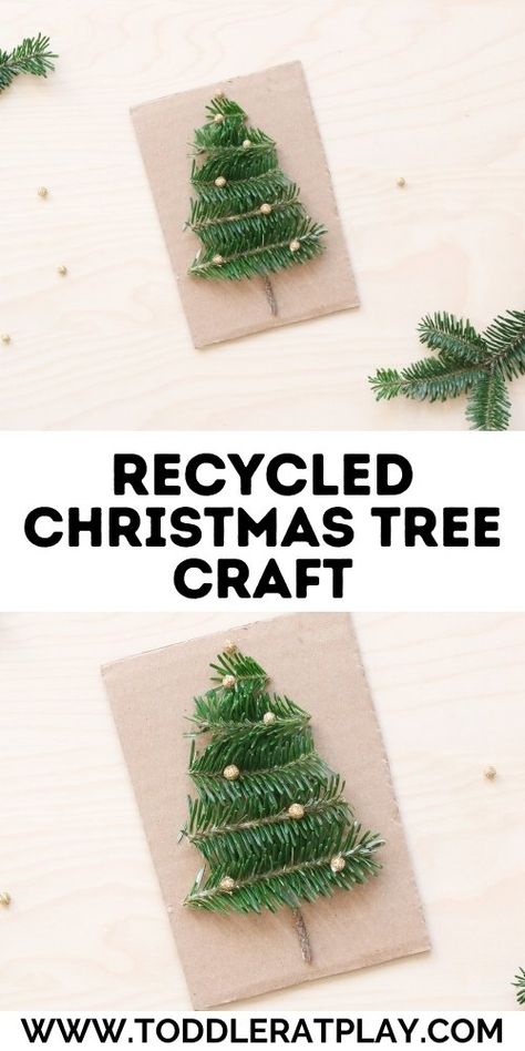 Recycled Christmas Tree Craft - Toddler at Play Recycled Christmas Tree, Christmas Tree Craft, Recycled Christmas, Christmas Tree Branches, Tree Craft, Christmas Tree And Santa, School Glue, Christmas Tree Crafts, Homemade Holiday