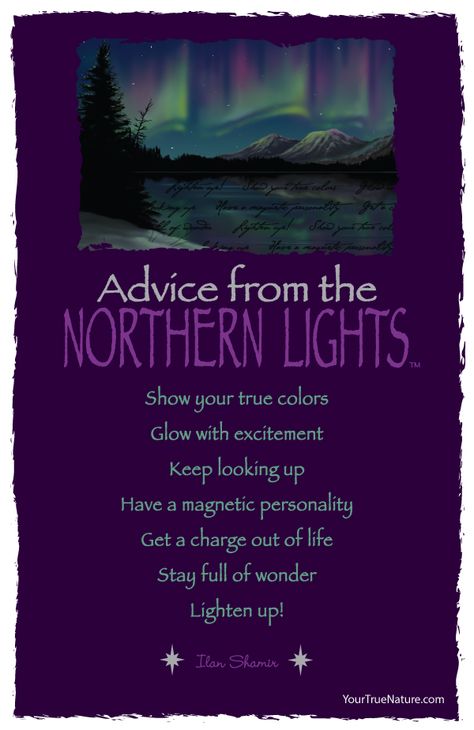 Advice from the Northern Lights - Postcard - Your True Nature Northern Lights Poem, Quotes About The Northern Lights, Northern Lights Quotes, 365 Jar, Magnetic Personality, Keep Looking Up, Life Quotes Love, Advice Cards, The Northern Lights