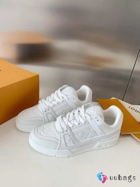 Uubags | Louis Vuitton 1A9JG9 LV Trainer Sneaker In White - uubags.org Zapatillas Louis Vuitton, Lv Trainer Sneaker, Louis Vuitton Trainers, Lv Backpack, Lv Sneakers, Fendi Tote, Louis Vuitton Sneakers, White Louis Vuitton, Logo Shoes