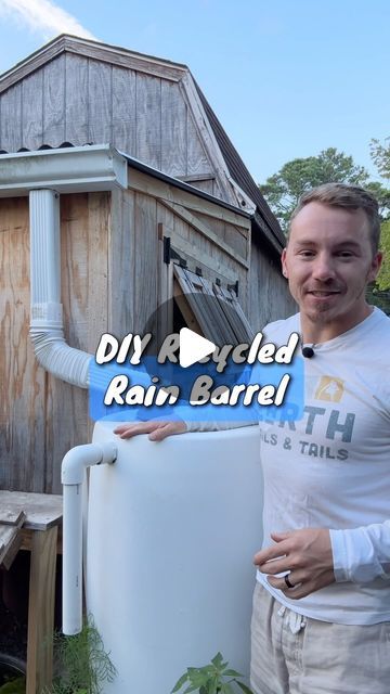 Philip Longo | Gardening Coach on Instagram: "Build a Simple and Affordable DIY Rain Barrel 
Made with a $20 upcycled food grade drum and a few extra parts, this design is the best. It took me a few iterations of rain barrel design ideas to get here, and now this DIY rain water barrel is easy to assemble, efficient and long lasting.
Most designs have you drilling holes all over your rain barrel and purchasing extra pieces and fittings that aren’t required. Food grade drums have special ports that you can take advantage of and will allow you to use almost ALL of the water in the rain barrel rather than having a spigot sticking out the side, and water and debris settling at the bottom.
Easily tie your rain barrel from your gutter with some flexible downspout and a simple filter and have an e Rain Barrels Ideas Beautiful, Water Barrel Storage, Rain Barrel Diy, Upcycled Food, Rain Water Barrel, Diy Rain Barrel, Rain Diverter, Water Barrel, Rain Gutters