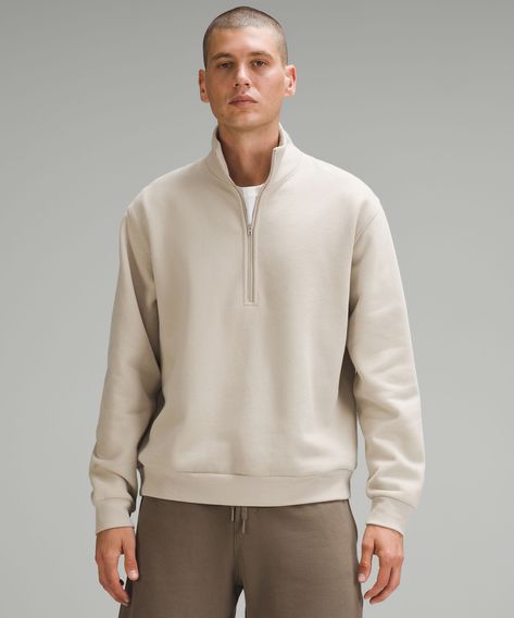 A reimagined classic. This fleece half zip puts softness first, so you can bring comfort wherever you go. Designed for Casual. Designed to fit loosely with extra room in the chest and at the waist. Soft, Cotton-Blend Fleece Fabric. Coach Outfits, Lululemon Sweatshirt, Sports Attire, Mens Apparel, Half Zip Hoodie, Michelle Yeoh, Lululemon Men, Men's Hoodies, Half Zip Sweatshirt