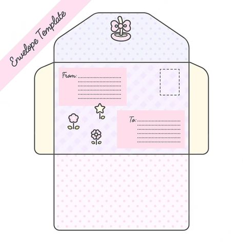 Cute Box Paper Craft, Cute Envelopes Template, Amplop Surat Aesthetic Template, Envolpes Template, Paper Envelope Template, Envelope Patterns Templates, Diy Card Templates, Kpop Envelope Template, Cute Envelopes Printable