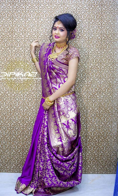 Reception saree Reception Saree Draping Styles, Different Saree Draping Styles For Reception, Banarsi Saree Draping Style, Silk Saree Draping Styles Wedding, Reception Look Bride Indian Saree, Saree Draping Styles Wedding, Different Saree Draping Styles, Reception Sarees, Saree Drapes