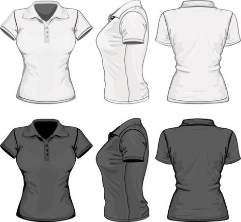 design set of shirts vector template 02 How To Draw Shirts, Sports Wear Fashion Illustration, Polo Shirt Outfit Women's, Tshirt Vector, Button Clothes, Lady Outfit, Shirt Sketch, T Shirt Template, Sports Wear Fashion