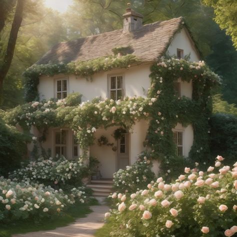 Sims Cottage, Fairy School, Cottagecore House, Cottage Core House, Fairytale House, Building Aesthetic, Cottage Aesthetic, Cute Cottage, Tiny Cottage