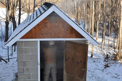 walk in smoke house | ... our smokehouse for more information on how our smokehouse works Walk In Smokehouse, Making Sausage, Pit Cooking, Bbq Shed, German Sausage, How To Make Sausage, Family Tradition, Our Relationship, The Homestead