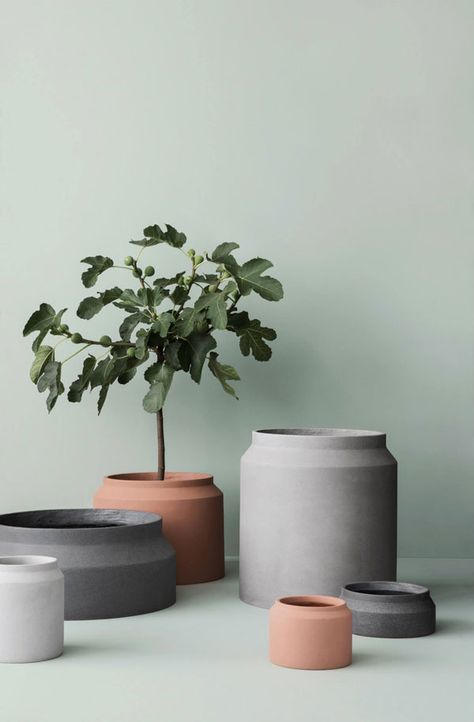 The New Lines Collection by ferm LIVING - NordicDesign Concrete Pot Molds, Plant Vessels, Large Outdoor Planters, Decoration Beton, Concrete Plant Pots, Design Online Shop, Cement Flower Pots, Pot Lights, Keramik Design