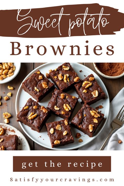 Sweet Potato Brownies - Satisfy Your Cravings Sweet Potato Brownies Healthy, Sweet Potato Benefits, Potato Brownies, Carrot Spice Cake, Sweet Potato Brownies, Vegan Meat, Clean Eating Desserts, Healthy Treat, Decadent Cakes