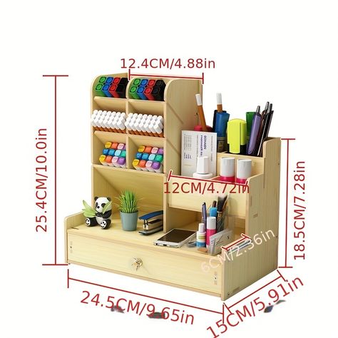 Faster shipping. Better service Diy Stationery Organizer, Easy Diy Hacks, Cardboard Crafts Diy, Wooden Desk Organizer, Desk Stationery, Wooden Organizer, Desk Tidy, Wooden Books, Deck Box