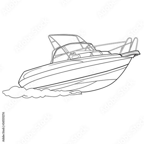 Boat Sketch, Coloring Illustration, Redwork Patterns, Boat Illustration, Yamaha Boats, Boat Drawing, Motor Boat, Sport Boats, Cute Coloring Pages