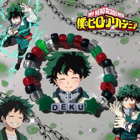 Deku Bracelet, Bakugo Uraraka, Dabi Hawks, My Hero Academia Deku, Pulseras Kandi, My Hero Academia Merchandise, Diy Kandi Bracelets, Diy Kandi, Anime Jewelry