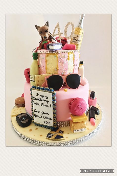 40th Birthday cake. All her favourite things My Favourite Things Birthday Cake, Favorite Things Birthday Cake, 40th Birthday Cake For Women, 50th Birthday Cake For Women, 40th Birthday Cake, Daughter Birthday Cards, 40th Birthday Cakes, Birthday Cakes For Women, 50th Birthday Cake