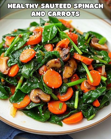 Vibrant Sautéed Spinach and Carrots with Flavorful Variations Baby Carrots Side Dish, Fresh Spinach Recipes, Carrot Dishes, Carrots Side Dish, Carrots Recipe, Vegetable Medley, Veggie Delight, Sauteed Spinach, Fresh Spinach