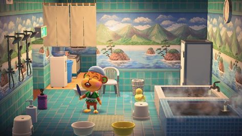 pocket_island's post | Nookea Acnh Japanese Bathhouse, Acnh Bathhouse, Acnh Onsen, Acnh Japanese, Japanese Bath, Animals Crossing, Animal Crossing Villagers, Island Style, Bath House