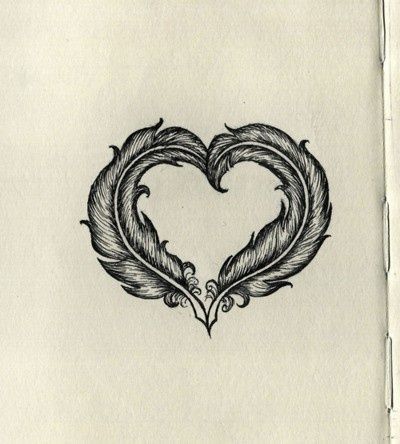 Feather Heart Tattoo, Heart And Soul Tattoo, Possible Tattoo, Feather Tattoo Black, Traditional Heart Tattoos, Doodle Hearts, Egyptian Tattoo Sleeve, Filigree Tattoo, Jewel Tattoo