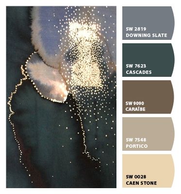 Sherwin Williams Cascades Color Palette, Cascades Sherwin Williams, Sherwin Williams Colors, Paint Inspiration, House Color Palettes, Green Palette, Sherwin Williams Paint Colors, Paint Color Palettes, House Color