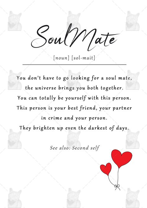 Soul Mate Definition Card Card for Husband Card for Wife - Etsy Soul Mate Definition, Definition Of Soulmate, Boyfriend Card, Card For Boyfriend, Card For Husband, Husband Card, Soul Mates, Valentines Day Card, Soul Mate