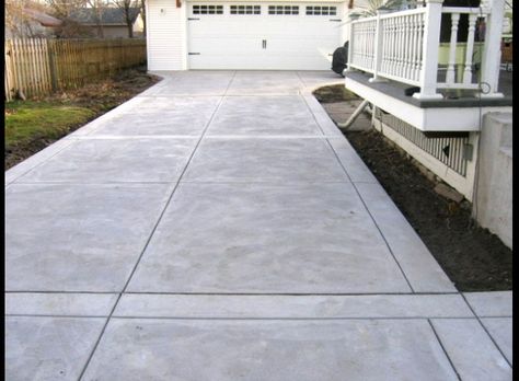 Carport Floor, Carport Floor Ideas, Cement Driveway Ideas, Concrete And Grass Driveway, Printed Concrete Driveway, Honed Concrete Driveway, Concrete Print Driveways, Scored Concrete Driveway, Cement Driveway