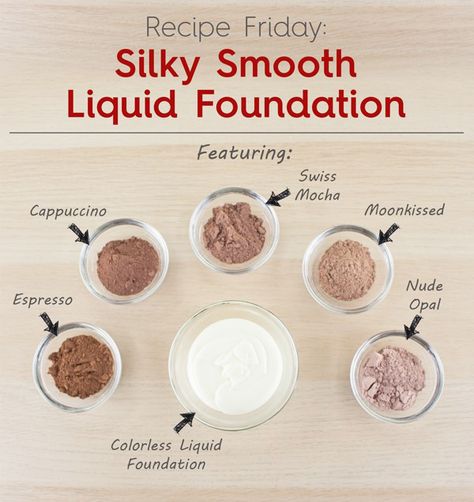 Please check our comments for full instructions, including equipment needed, quantities of products and links to them, and step by step details.   Create your own liquid foundation by using a colorless foundation base and then mixing in a good balance of mineral makeup. Who knew making your own makeup, let alone foundation, is so easy!? Diy Foundation Liquid Homemade, Homemade Foundation, Diy Natural Makeup, Sustainable Makeup, Diy Foundation, Diy Makeup Recipe, Skincare Recipes, Homemade Body Care, Makeup Recipes